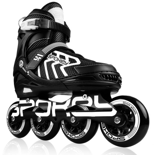 Spokey KHAN Kolečkové brusle, černo-bílé, ABEC7 Carbon, vel. 31-42 