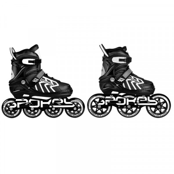 Spokey KHAN Kolečkové brusle, černo-bílé, ABEC7 Carbon, vel. 31-42