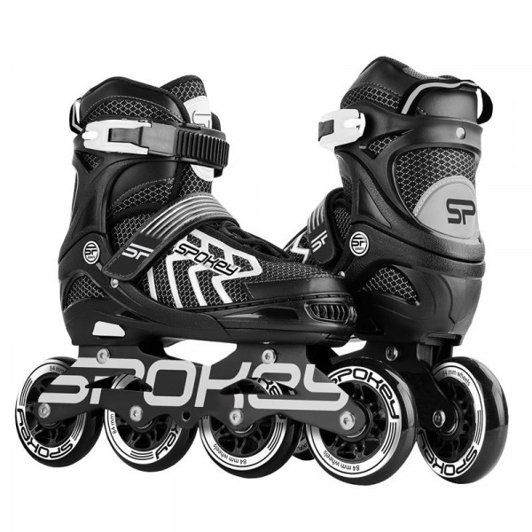 Spokey KHAN Kolieskové korčule, čierno-biele, ABEC7 Carbon, vel. 31-34