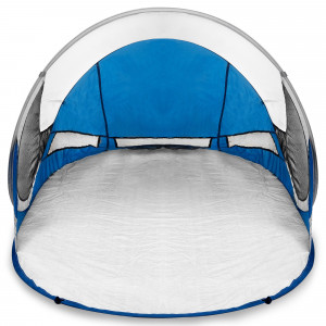 Spokey STRATUS Samorozkládací outdoorový paravan, bílo-modrý, UV 40, 195 x 100 x 85 cm 