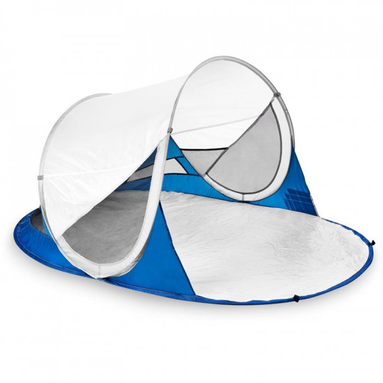 STRATUS Samorozkladací plážový paraván, UV 40, 190x120x90 cm - bielo-modrý 